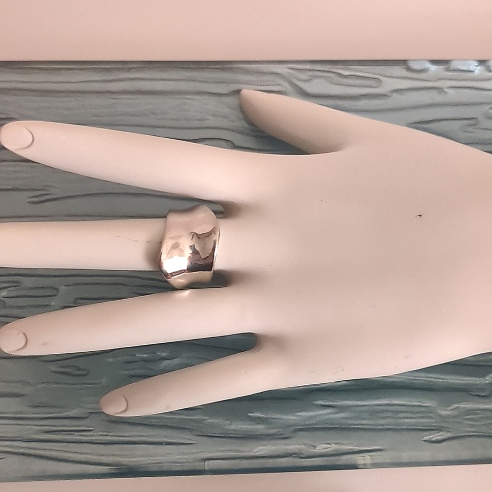 Solid Sterling Silver Wavy Wide Ring Band